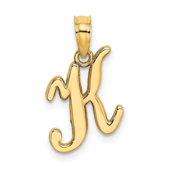 10K Yellow Gold Polished K Script Initial Charm - Picture 6 of 9